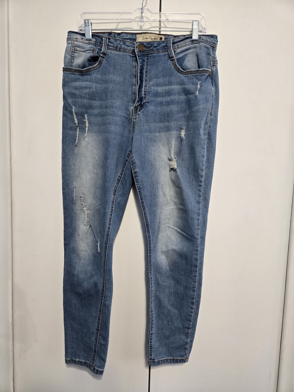 Indigo Saints Distressed Skinny Jeans Light Wash Stretch Size 31